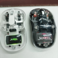 OEM 2-en-1 Rechargeable Souris Bouton Silencieux 2.4G Sans Fil + BT Double Modes Récepteur Transparent LED Rétro-Éclairé pour Ordinateur Portable/Bureau