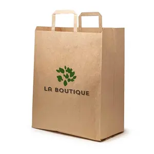 Borse shopper in carta kraft con manici piatti, merchandising sostenibile - Product Image 3