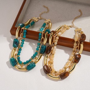 <span class=keywords><strong>Stile</strong></span> <span class=keywords><strong>etnico</strong></span> bohémien <span class=keywords><strong>collana</strong></span> girocollo multistrato con perline di vetro acrilico per le donne ragazze accessori gioielli - Product Image 4