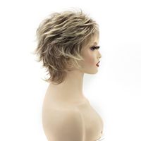 Perruques courtes blondes TISHINING pour femmes blanches, coupe pixie, brun foncé, blond synthétique, résistantes à la chaleur, dentelle française naturelle