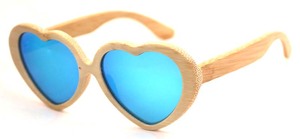 Drôle amour coeur forme bambou bois lunettes de soleil lunettes de soleil polies à la main - Product Image 6