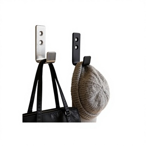 Porte-manteau mural en acier inoxydable noir à crochet unique pour salle de bain et cuisine, capacité de charge de 15 à 20 kg - Product Image 1