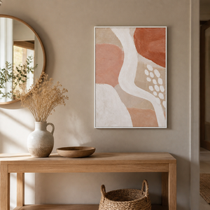 <span class=keywords><strong>Peinture</strong></span> sur toile abstraite beige terre cuite aux formes courbes, encadrée, grande taille, décoration murale moderne pour salon - Product Image 4