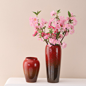 Vase en céramique rouge en gros avec motif de célébration de mariage pour salon, entrée, table à manger, décoration intérieure, arrangement floral - Product Image 2