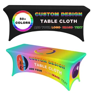 Custom Polyester Commercial Business Logo Promotional Items Tablecloth Rectangle Table Clothes For Weddings