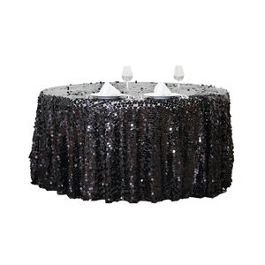 Mantel con purpurina de lentejuelas doradas de champán, decoración de fiesta de recepción de boda cuadrada de 120 pulgadas, cubierta de mesa redonda brillante - Product Image 5