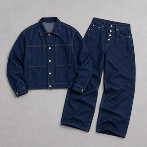 Ensemble de vêtements en jean pour <span class=keywords><strong>homme</strong></span> personnalisé, 2 pièces, veste en jean et pantalon pour <span class=keywords><strong>homme</strong></span>, style streetwear - Product Image 3