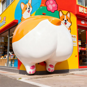 Outdoor Duurzame Speelse Corgi Butt Foam Sculptuur Schattige Aanpasbare Grootte Cartoon Stijl Pet Hars Kunst Voor Dierenwinkel Winkel - Product Image 1