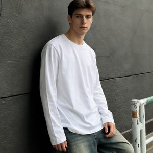 T-shirt Homme Oversize en Coton Lourd 280 g/m² TKAN1000D Manches Longues Blanc Épaules Tombantes Prix Bas Streetwear Vente en Gros - Product Image 1