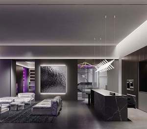 Black Modern Flat Door Kitchen <b>Cabinets</b> With Solid Wood With Lacquer <b>Cabinets</b> With LED & Island - Product Image 4