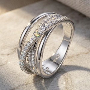 2026 Hot Trend S925 Pure <b>Silver</b> Rectangle Moissanite <b>Ring</b> Two Rows Full Paved Shiny Finger <b>Ring</b> For Proposal And Party Gift - Product Image 5