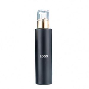 Silk Screen Custom Black Glass <b>Pump</b> Spray Bottle Refillable Cosmetic Container with Press Applicator for Skincare Products - Product Image 2