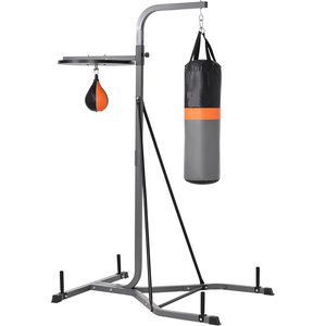 Support de sac de frappe lourd autoportant en acier, compatible avec les sols, avec supports pour plaques de poids, pour l'entraînement MMA et Muay Thai - Product Image 3