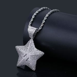 Collar de Joyería Unisex de Moda con Colgante de Estrella de Cinco Puntas de Dibujos Animados Hip Hop, Micro Pavimentado con Circonita Cúbica, Venta Caliente Transfronteriza - Product Image 2