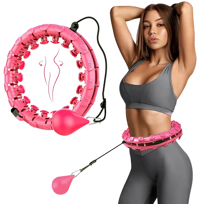 24 Detachable Knots Adjustable Weighted Auto-Spinning Ball Fitness Gym Equipment Smart Exercise Hula Ring Hoops