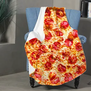 Lovely Custom Color Round Burrito Cake Tortilla Pizza Flannel Fleece Blankets Throws With Package