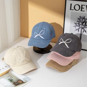 Hochwertige Polyester Old Washed Sonnenhut All-Match Trendy Top Cap Sweet Bow Bestickte Baseball Cap Dot Pattern Großhandel - Product Image 1