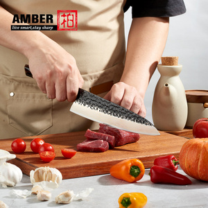 Кухонный нож Amber 8 дюймов из дамасской стали VG10, японский дамасский поварской нож с рукоятью из дерева и смолы - Product Image 6