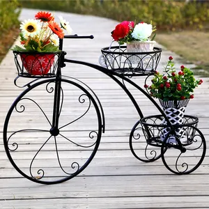 Creative Fiets Styling Promotie Nordic Stijl Smeedijzeren Fiets Bloem Rack Metalen Vloer Bloempot Rack Outdoor Plant Stand