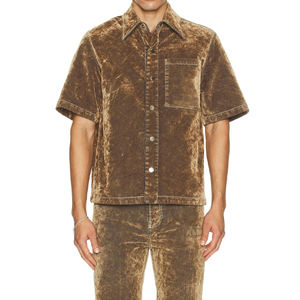 بنطلون أرم مخصص بتصميم عتيق مطرز وواسع الساق من القطيفة المنسوجة القابلة للتنفس - Product Image 1