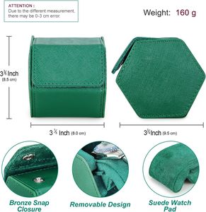 Étui de voyage pour montre en <span class=keywords><strong>cuir</strong></span> Saffiano, étui en <span class=keywords><strong>cuir</strong></span> pour 1 montre et bracelets précieux (vert) - Product Image 2