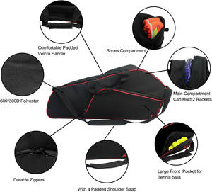 Échantillon gratuit sac de sport de style vintage sac de raquette de tennis portable sac fourre-tout de sport personnalisé - Product Image 5