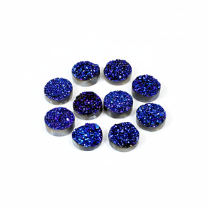 Piedra preciosa suelta Druzy recubierta de azul redonda de 10mm, piedra natural de 69 CTS, 20 piezas - Product Image 1
