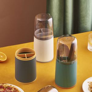 Household <b>Kitchen</b> Detachable Cutlery Rack <b>Plastic</b> Chopstick Cage with Dust Cover - Product Image 2