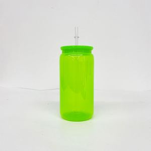 Kids Children Shaped Neon Colored Beer Cups Fluorescent Color 16Oz Plastic Acrylic Soda Can - Product Image 2