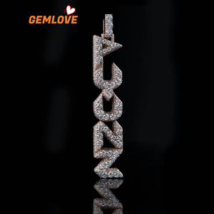 GEMLOVE Collier unisexe plaqué or rose avec pendentif lettre CROWN micro-pavé de zircon, style Hip Hop, pour soirée et mode - Product Image 1