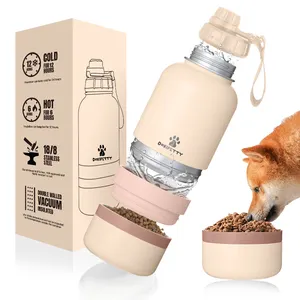 埃弗里奇设计宠物喂食器32盎司户外旅行3合1狗水瓶，带食物容器