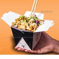 Seau d'emballage alimentaire jetable personnalisé pour restaurant asiatique Boîte de papier d'emballage pour pâtes ramen nouilles snack poulet avec poignée