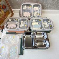 Bestseller Edelstahl Bento Lunchbox für Studenten, Büroangestellte, Outdoor-Camping 501-800ML Fassungsvermögen Bento-Box Lebensmittelbehälter