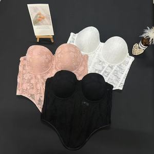 Lace Strapless <b>Corset</b> Bustier Women Waist Training Shapewear Boned Padded Cup Lingerie <b>Top</b> Outerwear Firm Breathable Polyester - Product Image 5