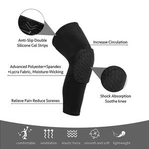 Genouillère de basketball en nid d'abeille - Soutien de compression respirant et réglable avec protection épaisse pour une utilisation au printemps - Product Image 4