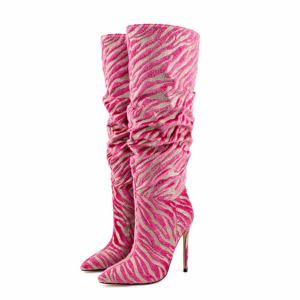 Bout pointu mode crin Match <span class=keywords><strong>paillettes</strong></span> femmes <span class=keywords><strong>bottes</strong></span> plissées avec longueur au genou talons hauts sans lacet Slouch dames Sexy longue botte - Product Image 5