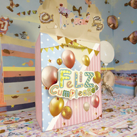 Sacs cadeaux en papier pour anniversaire Feliz Cumpleanos, avec poignées en corde torsadée, effet 3D imprimé, sacs en papier pour emballages de fête d'anniversaire