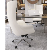 Fauteuil de bureau de direction en cuir blanc moderne de luxe avec dossier haut pour PDG, dirigeant et salle de réunion