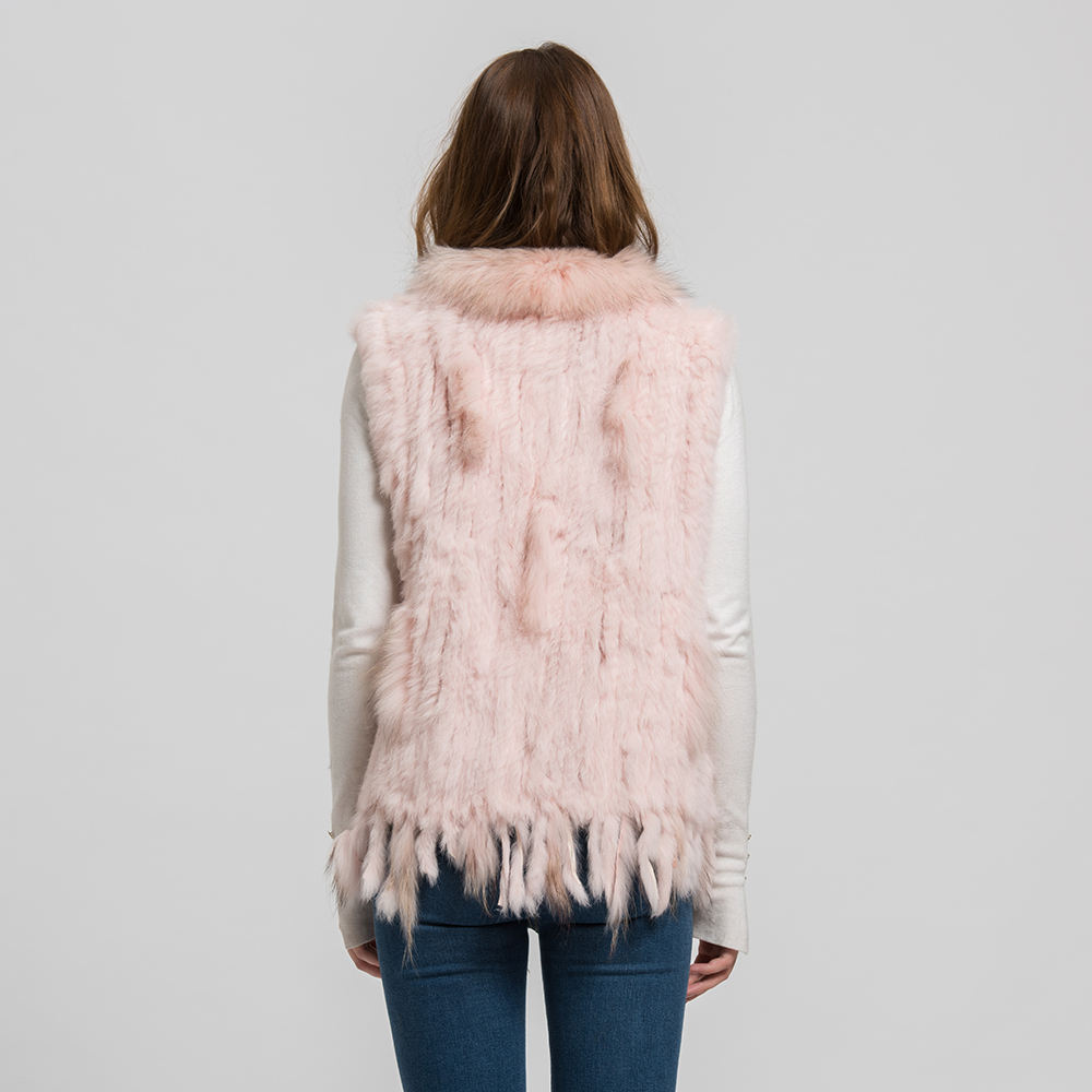 Gilet en fourrure de lapin sans manches pour femme, haut niveau
