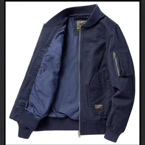 <span class=keywords><strong>Veste</strong></span> de baseball rétro américaine pour hommes High Street Style Canvas Fabric Stand Collar Zipper Closure for Spring Autumn Winter - Product Image 4