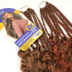 Goddess Box Trenzas Cabello de ganchillo con extremos rizados 22 pulgadas Bohomia Box Trenzas - Product Image 1