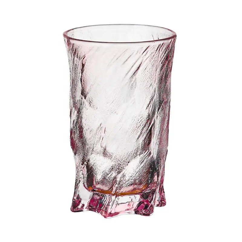 Copo de água de vidro com padrão de glaciar, suco doméstico, copo de vinho transparente fosco de alto valor