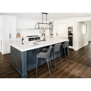 2023 Hangzhou Vermont New Traditional Kitchen Predominantly In White With A Black Island Bench