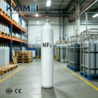 Cilindro de Gas de Trifluoruro de Nitrógeno NF3 de Grado Electrónico 99.99% 4N, Acero, 47L, 20kg, Válvula DISS640, Estándar ISO9809, UHP