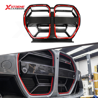 Grille avant centrale en fibre de carbone sèche XTREME style CSL avec accents rouges pour BMW G80 G81 M3 G82 G83 M4 2021+