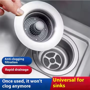 Bonde de vidange escamotable ABS anti-colmatage à pression avec panier filtrant pour évier de cuisine moderne - Product Image 2
