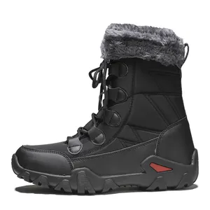 Inverno Mid-Tube High-Top impermeável antiderrapante espessamento mais veludo quente ao ar livre homens neve botas sapatos botas