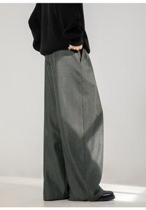 <span class=keywords><strong>Pantalon</strong></span> décontracté à plis croisés pour <span class=keywords><strong>homme</strong></span>, style automne, texture ample, jambe droite, braguette à boutons, <span class=keywords><strong>pantalon</strong></span> long rétro - Product Image 5