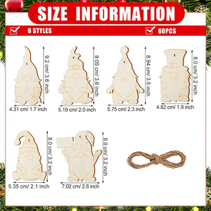 Ensemble de 60 Gnomes de Noël en Bois, Finition Mate, Écologique, à Peindre Soi-même, Décoration Maison, Salon, Cadeau Artisanat - Product Image 2