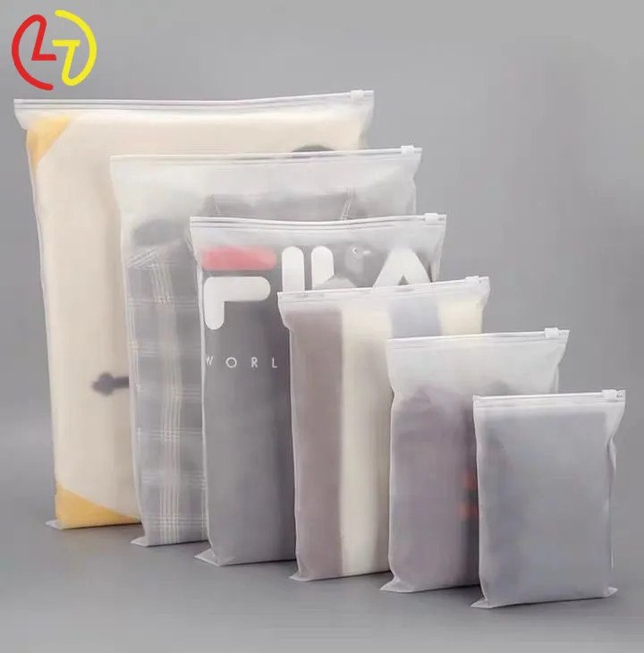 OEM Custom Matte Frosted Biodegradable Zipper Bags T-Shirt Swimwear Packing Zip Lock Clothing Bags With Logo
